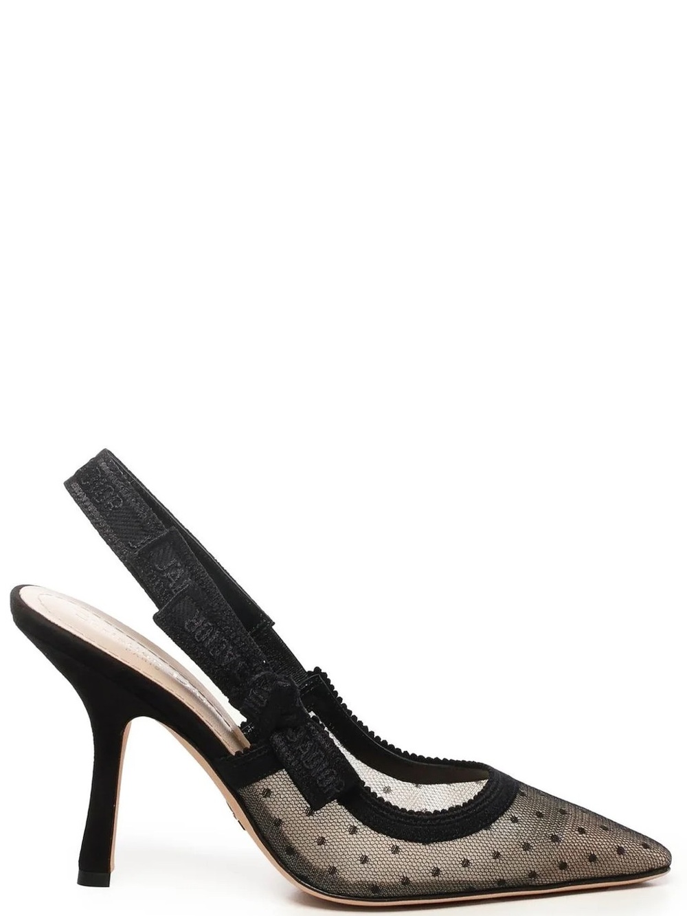 NWT Dior Black Mesh Slingback Pointed-Toe Heels